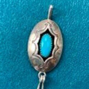 Vintage Sterling Silver & Turquoise Shadowbox Navajo Necklace Pendant